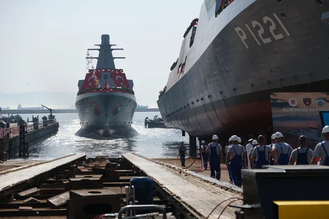 Image from the launch ceremony of the Hisar-class offshore patrol vessel